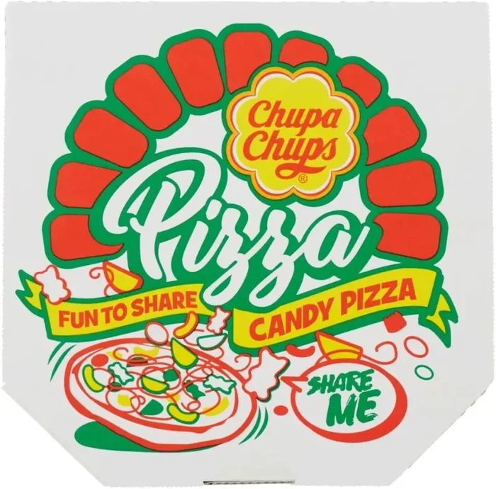 Chupa Chups Candy Pizza Caramelle Gommose Gusto Frutti Assortiti, Ottime da Condividere, Idea Regalo per Feste e Compleanni, 1 Confezione da 400 gr