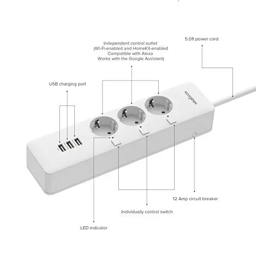 Ciabatta Multipresa Intelligente, Koogeek Wifi, 3 Prese 3 Porte… - immagine 3