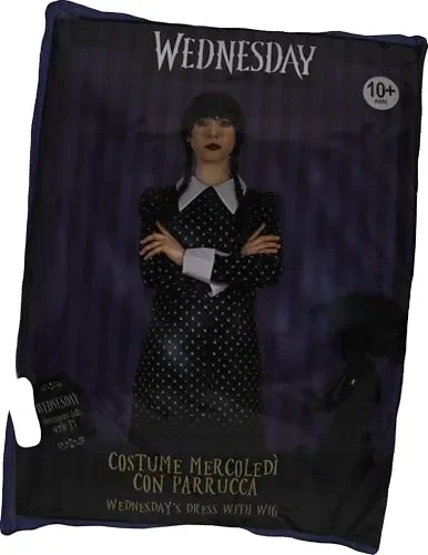 Ciao 11322S, Travestimento Bambina Ragazza Originale Wednesday con Parrucca, Nero/Bianco, 6 – 8 anni - immagine 2