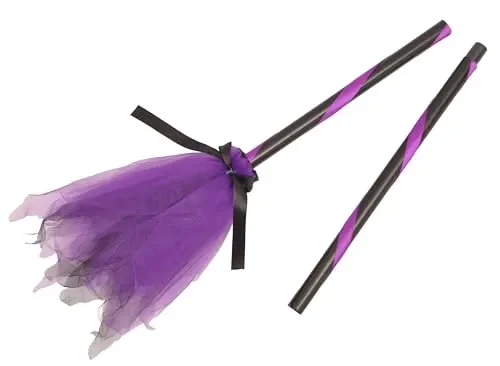 Ciao- Scopa da Strega (85cm, smontabile) con Tulle Bicolore, Viola/Nero Accessorio Travestimento, Colore, Media, 31455 - immagine 3