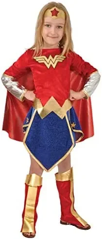 Ciao-Wonder Woman costume bambina originale DC Comics (Taglia 5-7 anni), Colore Rosso/Blu, 11677.5-7