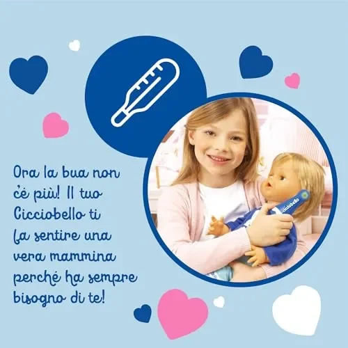 Cicciobello Bua, Bambola Interattiva con Accessori, Giochi Bambini 2 anni, Cicciobello con Accessori per la Cura Come Termometro e Stetoscopio, Usa il Ciuccio per Farlo Smettere di Piangere! - immagine 3