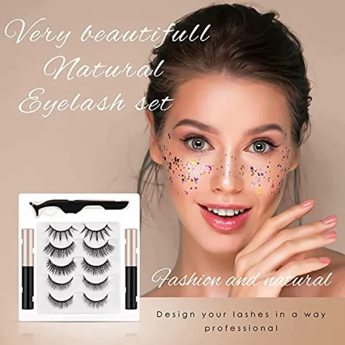 Ciglia Magnetiche con Eyeliner Ciglia Finte Magnetiche Naturali Lunga Durata Riutilizzabile Niente Colla 5 paia Varie 3D Ciglia Finte 2 Magnetico Eyeliner 1 Pinzette… - immagine 2