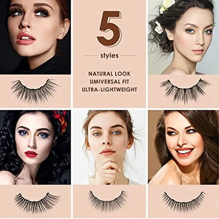 Ciglia Magnetiche con Eyeliner Ciglia Finte Magnetiche Naturali Lunga Durata Riutilizzabile Niente Colla 5 paia Varie 3D Ciglia Finte 2 Magnetico Eyeliner 1 Pinzette… - immagine 3