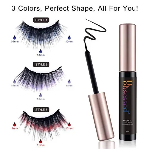 Ciglia Magnetiche con Eyeliner Magnetico Kit, 3D Finte Colorate… - immagine 2