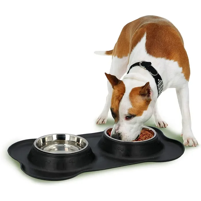 Ciotole per Animali Domestici con Tappetino Antisporco Antirovescio in Plastica - immagine 2