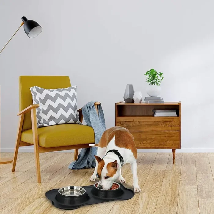 Ciotole per Animali Domestici con Tappetino Antisporco Antirovescio in Plastica - immagine 3