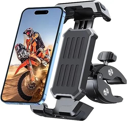 CIRYCASE Porta Cellulare Bici, [3S Installazione & Massima Antivibrazione] Porta Telefono Moto, 360° Rotante e Aggiornato Morsetto Manubrio Porta Cellulare Moto per ATV, Adatta per 4.7-6.8” Smartphone