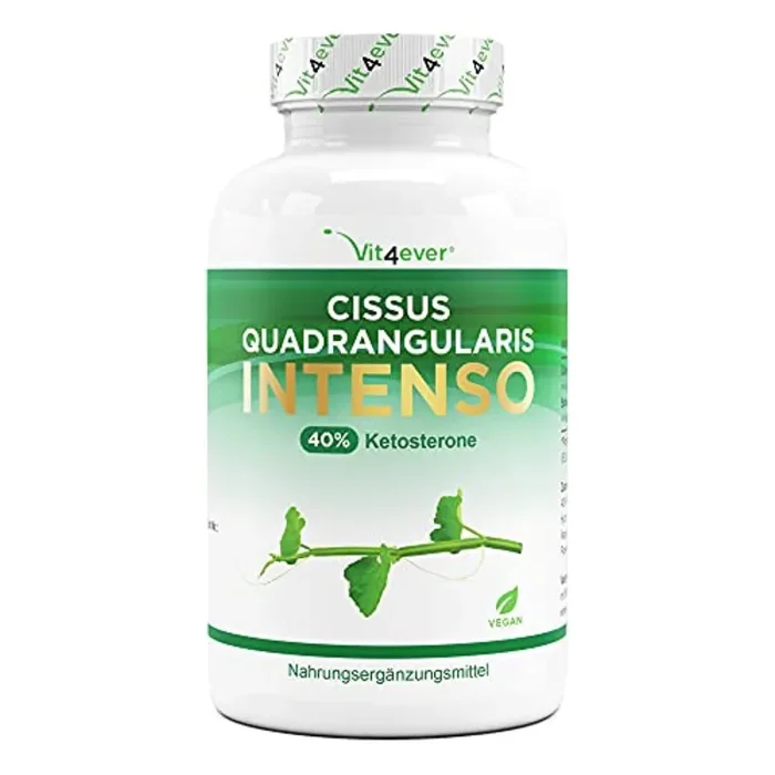 Cissus Quadrangularis – 180 capsule con 720 mg di estratto – Premium: 40% Ketosterone + Pepe nero – Alto dosaggio – Vegan
