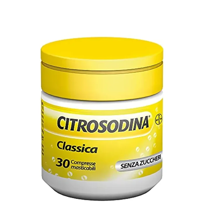 Citrosodina Masticabile con Acido Citrico e Bicarbonato di Sodio, Senza Zucchero, 30 Compresse