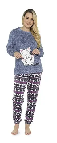 CityComfort Pigiami Due Pezzi Donna, Set Pigiama 12 / 14, Gatto Della Marina In saldo