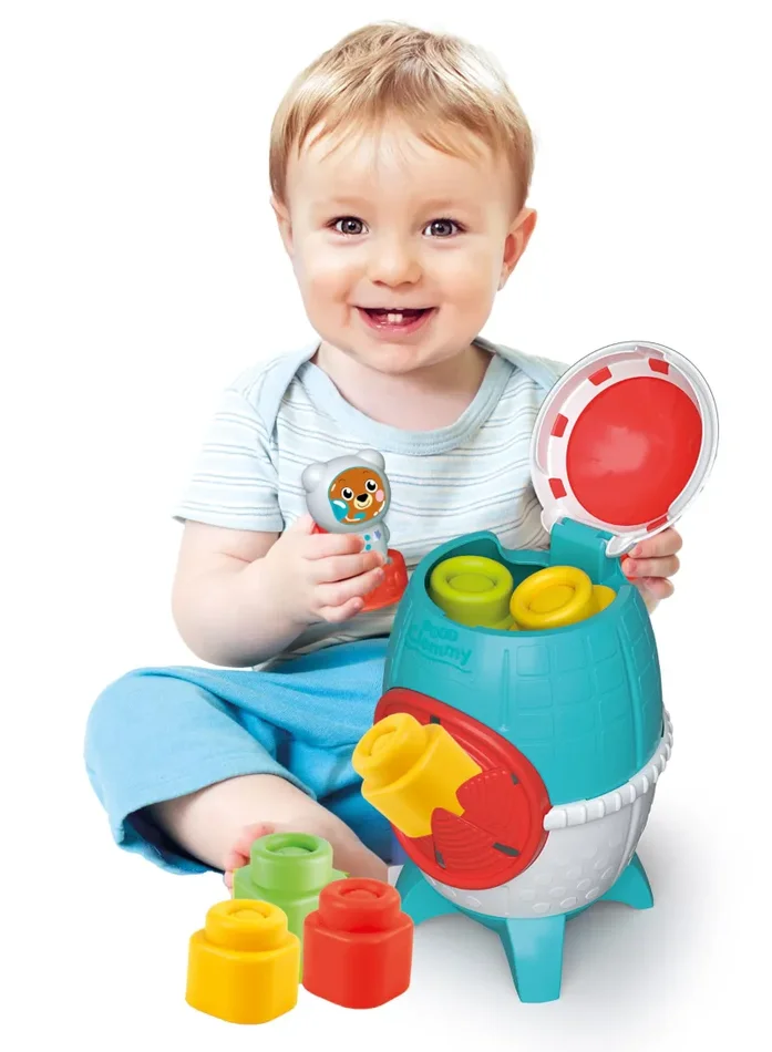 Clementoni – 17806 – Soft Clemmy – Touch, Explore And Play Sensory Rocket, Razzo con Mattoncini Morbidi e Personaggio, Set Costruzioni Prima Infanzia Multilingua per Bambini 6 Mesi, Made in Italy - immagine 3
