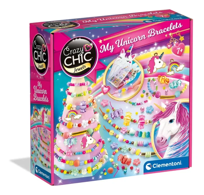 Clementoni – 18792 – Crazy Chic – My Unicorn Bracelets – Kit Braccialetti Fai da Te Bambina, Set per Realizzare Braccialetti, Gioco Creativo 7 Anni, Braccialetti Amicizia Bambina, Lavoretti Creativi