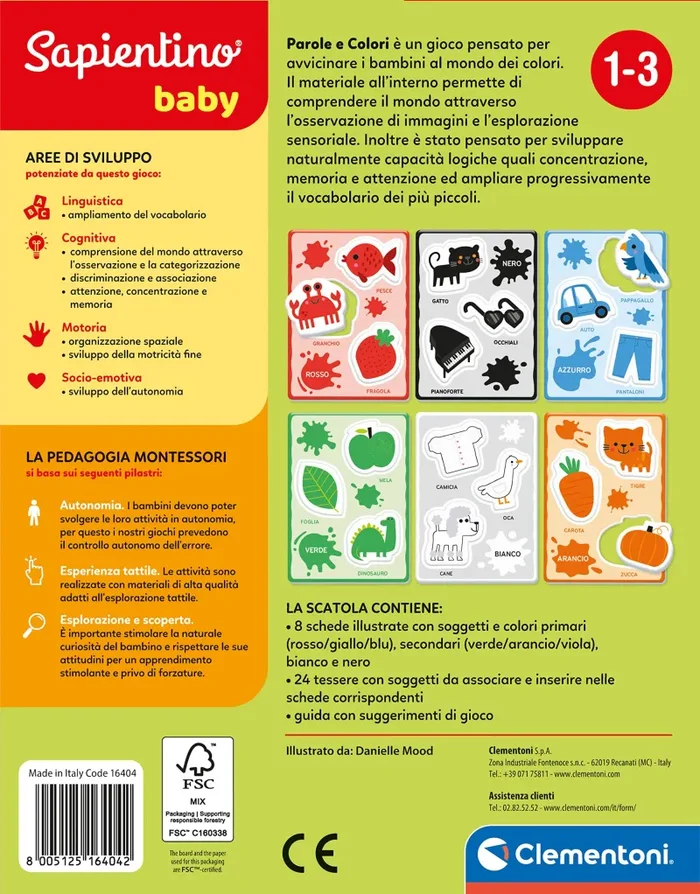 Clementoni- Sapientino Baby Parole e Colori-Gioco Educativo 1 Anno (Versione in Italiano), Giochi Montessori, Made in Italy, Multicolore, 16404 - immagine 3