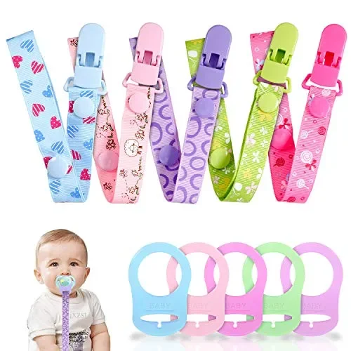 Clip per Ciuccio e Silicone Pulsante Anello, Gnews 5 pc Catena…