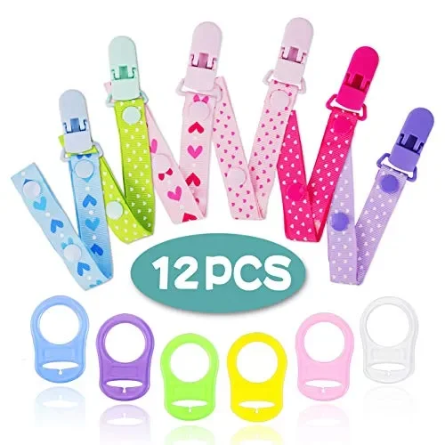 Clip Per Ciuccio e Silicone Pulsante Anello, JAANY Catenella Love Shape