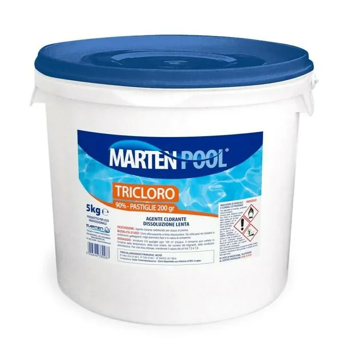 Cloro Tricloro 90% in Pastiglie 200 Gr da 5 Kg per Piscina