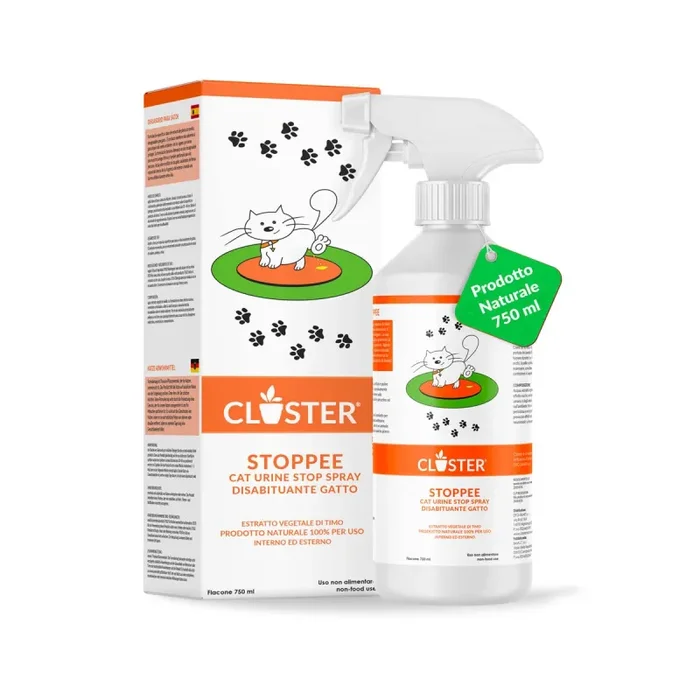 CLOSTER STOPPEE – Disabituante Gatti 750 ML – Spray Disabituante per Gatti vegetale a Base di Timo – Dissuasore per Gatti per Interni ed Esterni – deterrente per Gatti agisce in Modo 100% Naturale