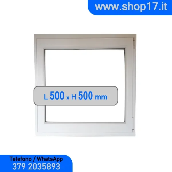 cm 50 x 50 – Finestra in pvc bianca 1 anta (L 500 x H 500 mm – cm 50×50)
