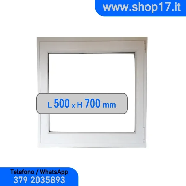 cm 50 x 70 – Finestra in pvc bianca 1 anta (L 500 x H 700 mm – cm 50×70)