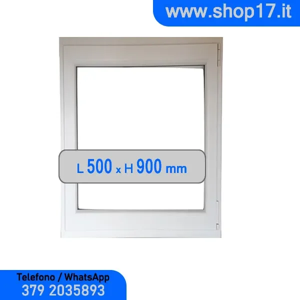 cm 50 x 90 – Finestra in pvc bianca 1 anta (L 500 x H 900 mm – cm 50×90)