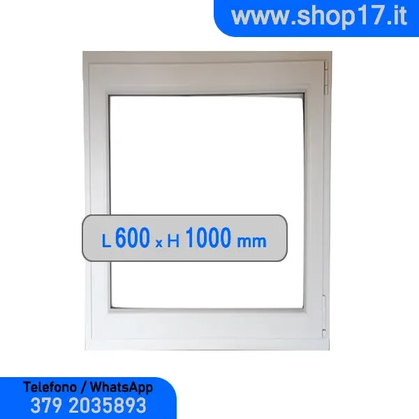 cm 60 x 100 – Finestra in pvc bianca 1 anta – economica (L 600 x H 1000 mm)