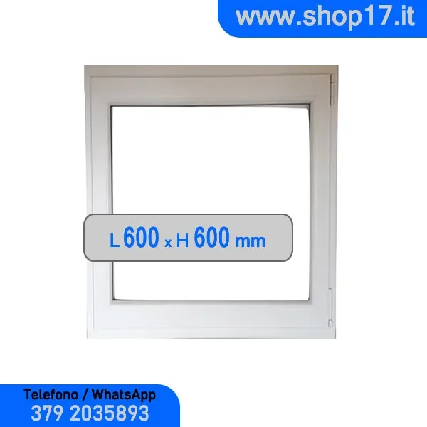 cm 60 x 60 – Finestra in pvc bianca 1 anta – economica (L 600 x H 600 mm)