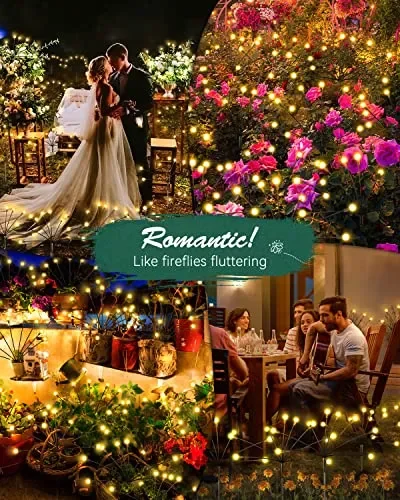 Cnkeeo Luci Solari Esterno, 4 Pezzi 8 LED Luci Solari da Giardino Esterno, 8 Modalità di Illuminazione, IP65 Impermeabili, Luce Esterno per la Decorazione del Percorso del Cortile, Bianco Caldo - immagine 3