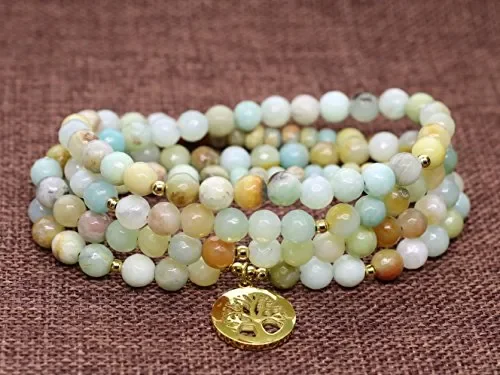 COAI Bracciale Collana 108 Perle Mala in Amazzonite Sfaccettata Online - immagine 2