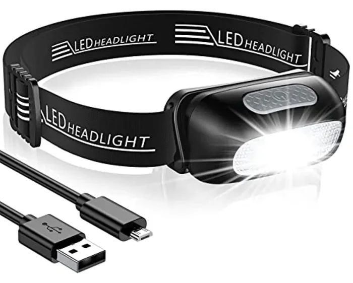 Cocoda Torcia Frontale, Lampada Frontale LED Ricaricabile con 5 Modalità di Illuminazione, 200 Lumen, IPX4 Impermeabile, Regolabile Leggero Lampada da Testa per Corsa, Pesca, Trekking, Campeggio