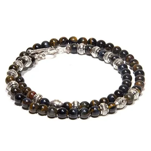 Collana CHRO09 Occhio di tigre scura per uomo e donna