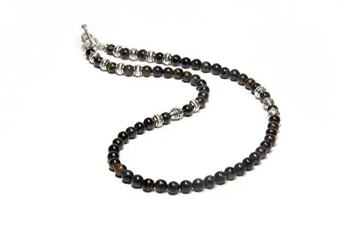 Collana CHRO09 Occhio di tigre scura per uomo e donna - immagine 2