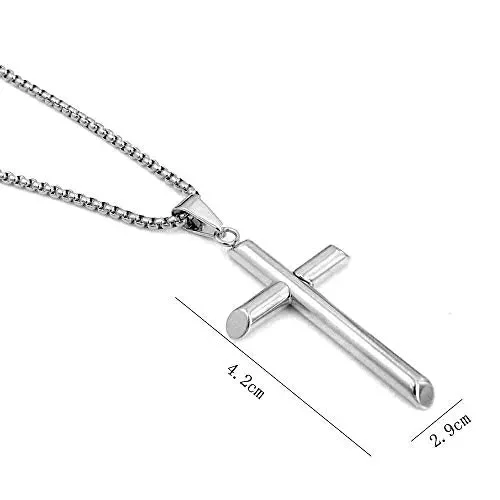 Collana con ciondolo a forma di croce in oro bianco, unisex, solida… - immagine 2