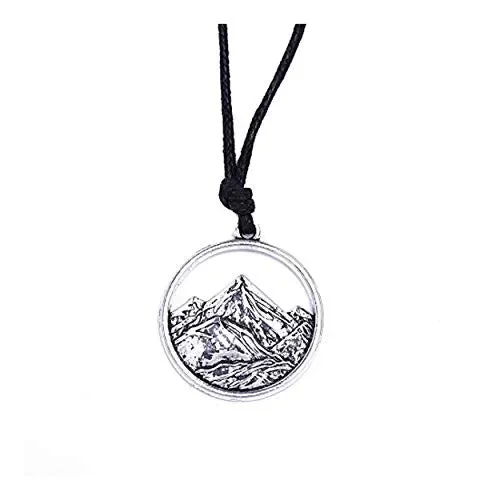 Collana con ciondolo cavo paesaggio montano e sentieri Antique Silver