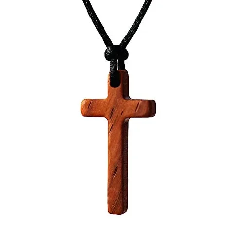 Collana Con Pendente a Croce in Legno di Pero Rosso Per Uomo Donna Bambino…