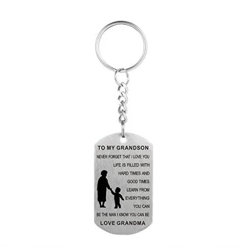 Collana con piastrina in acciaio inox scritta”Grandma Grandpa To My… Vendita calda - immagine 2