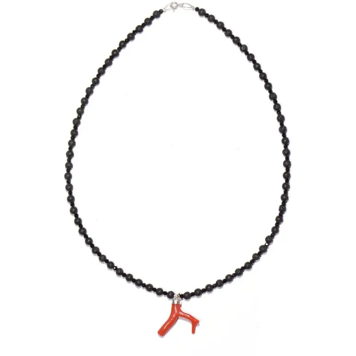 Collana Corallo rosso, Pietra Lavica ed Onice