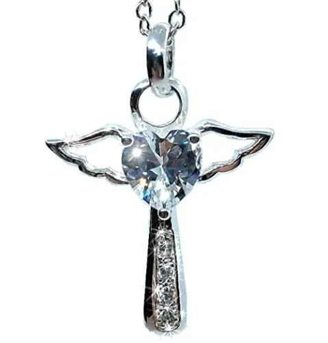 Collana Donna Argento 925 di Karen D Gioielli Ciondolo croce Zircone White