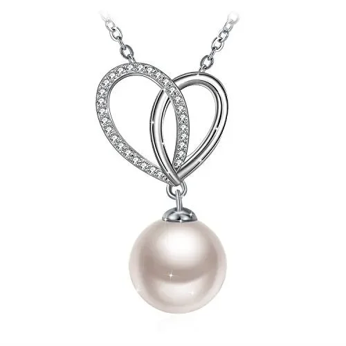 Collana Donna, J.Rosée “Perla con Cuore” Argento 925 5A Zirconi Buon Regalo…