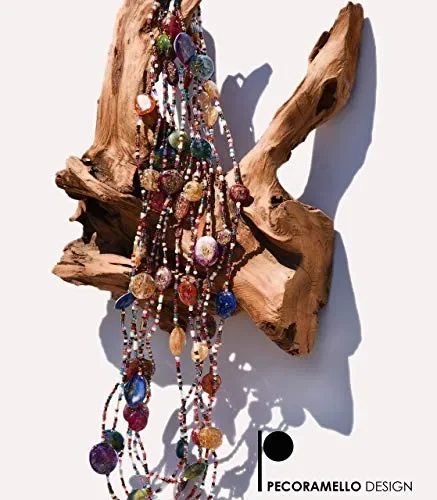 collana in perline di vetro e gemme resina artistica, gioiello… - immagine 2