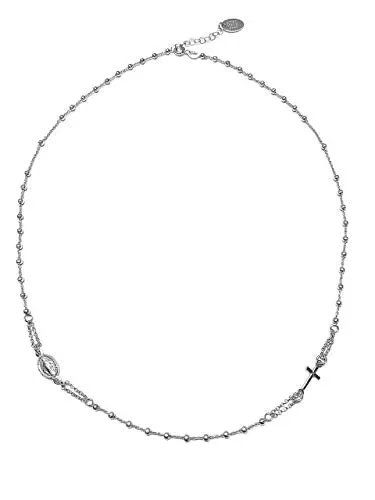 Collana Rosario Girocollo In Argento 925 – Croce E Medaglietta Madonna -… - immagine 2