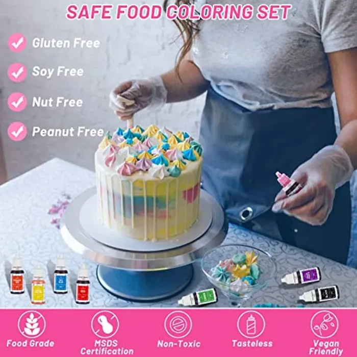 Colorante Alimentare 8x10ml – Colorante Alimentare Liquido Concentrato per Pasticceria, Torte, Biscotti, Glassa, Amaretti, Fondente – Colorante Alimentare Vivace per DIY Saponi Slime L’artigianato - immagine 3