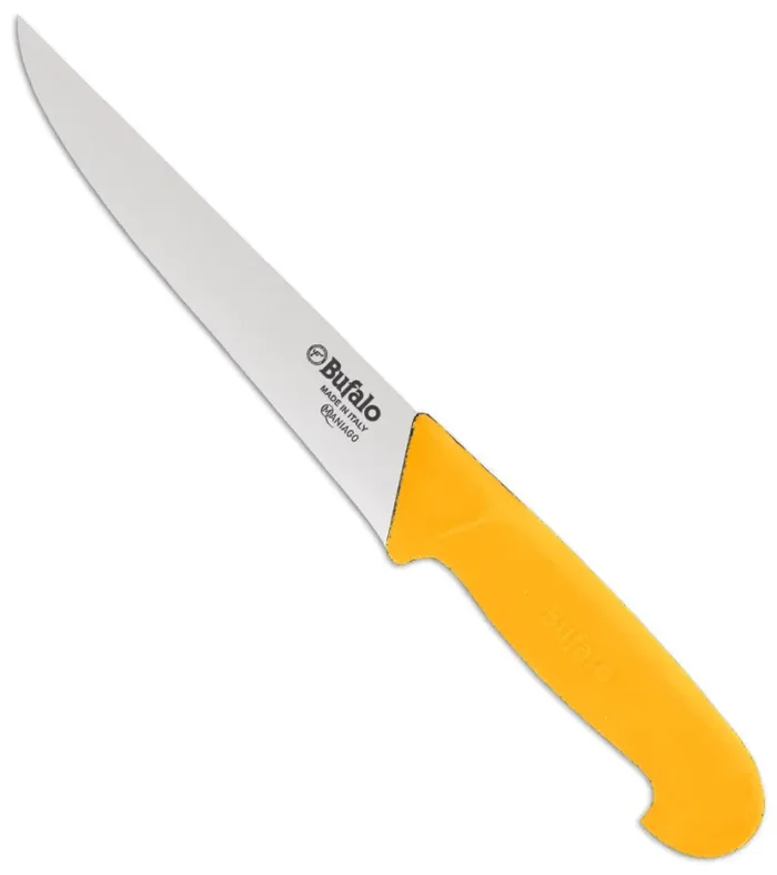 Coltello per Scannare Lama 18 cm Bufalo Scanno Costa Dritta S95/18 Manico Giallo