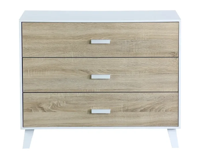 Comò 3 Cassetti 90x40x75 cm in Pannello Truciolare Bianco/Sonoma - immagine 2