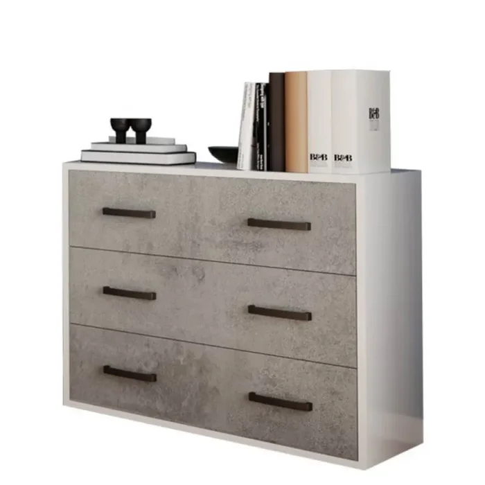 Comò 3 cassetti 91x45x81H cm cemento - immagine 2