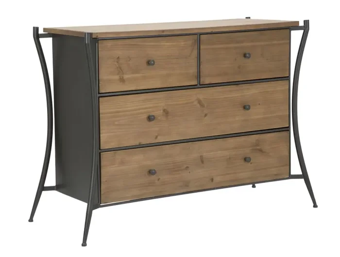 Como’ Glasgow 122x49x85 cm Legno di Abete e in Ferro Marrone e Grigio