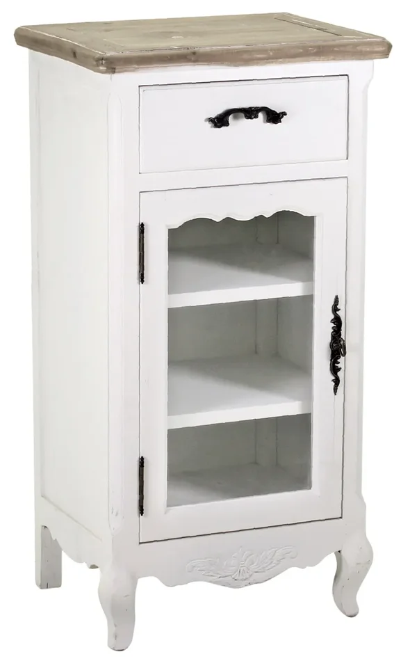 Comodino 1 Anta 1 Cassetto in Legno Country