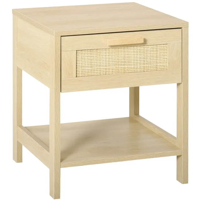 Comodino 1 Cassetto 1 Ripiano 40x40x48 cm in MDF color Legno