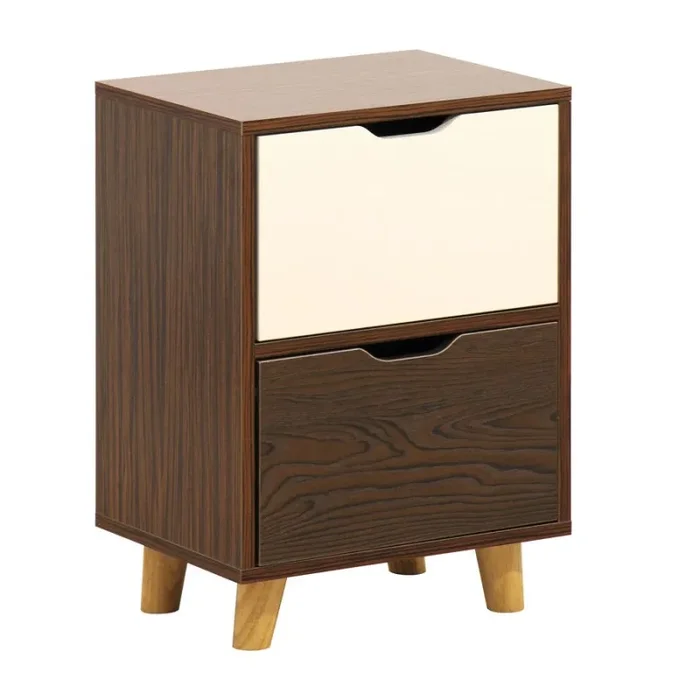 Comodino 2 Cassetti 39x30x55 cm in Legno Effetto Zebrano