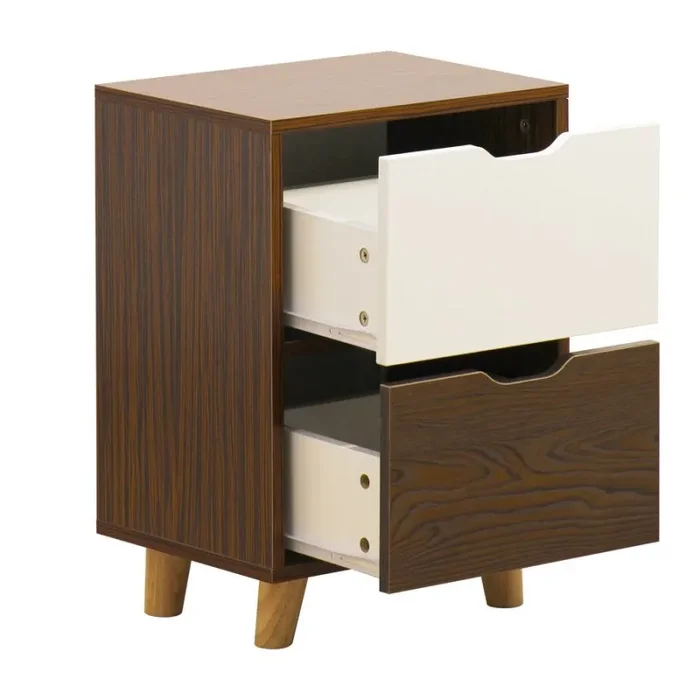 Comodino 2 Cassetti 39x30x55 cm in Legno Effetto Zebrano - immagine 2